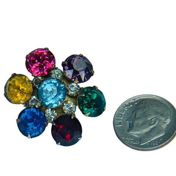 Vintage 50s Rainbow Pin - Rivet Style Scatter Pin Brooch - Picture 7 of 8